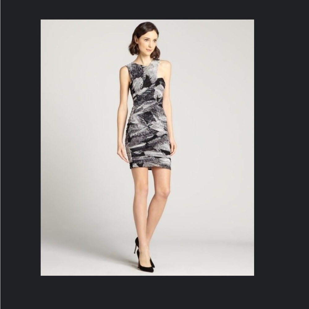 BCBGMAXAZRIA Ruched Party Roxanne Sheer Dress Size Medium